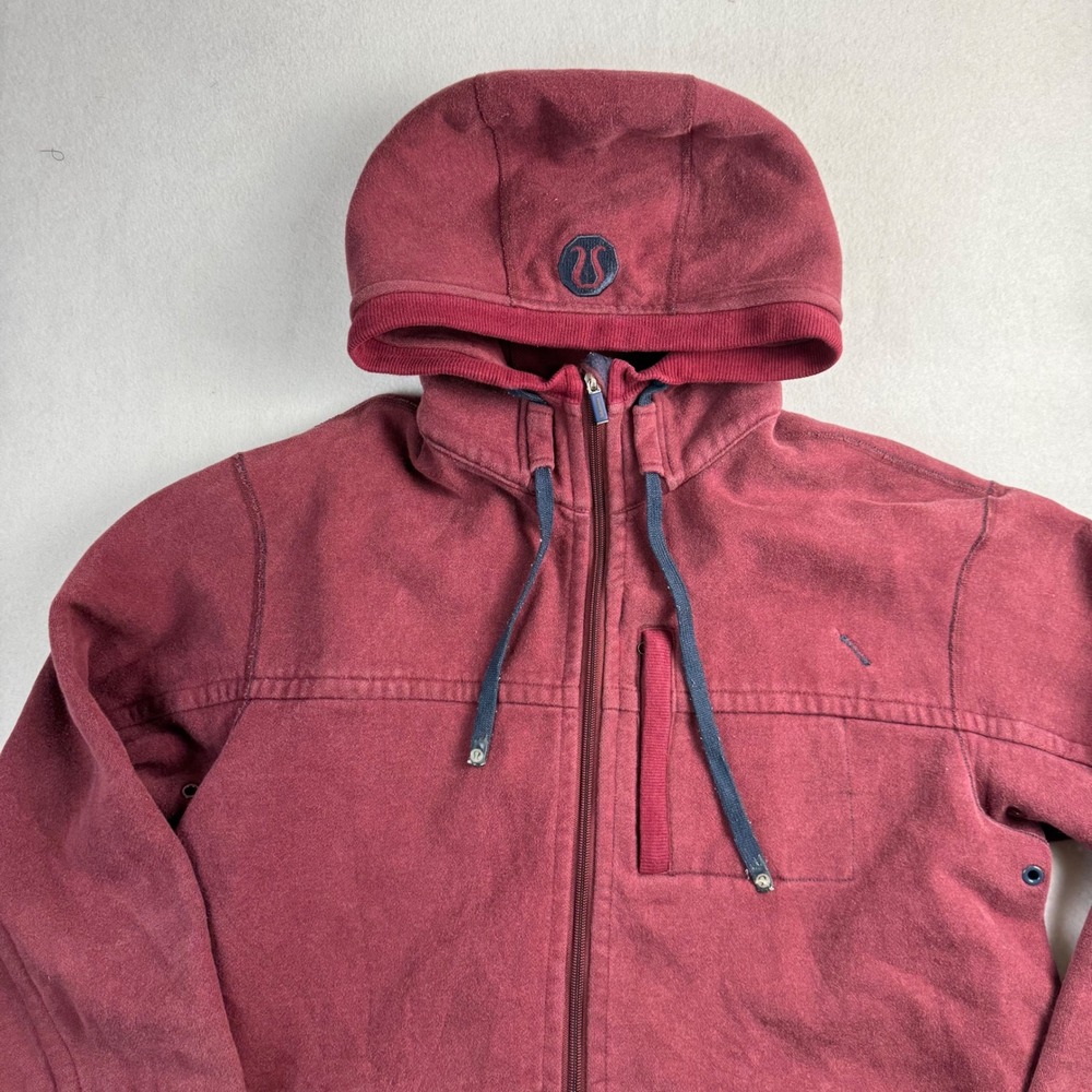 Lululemon Mens Burgundy Full Zip Fleece Hoodie Sweatshirt Size L Maroon - Picture 5 of 7